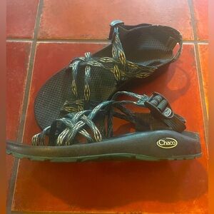Chaco Limited Edition teal green double‎ strap/toe sandals sz 10 women